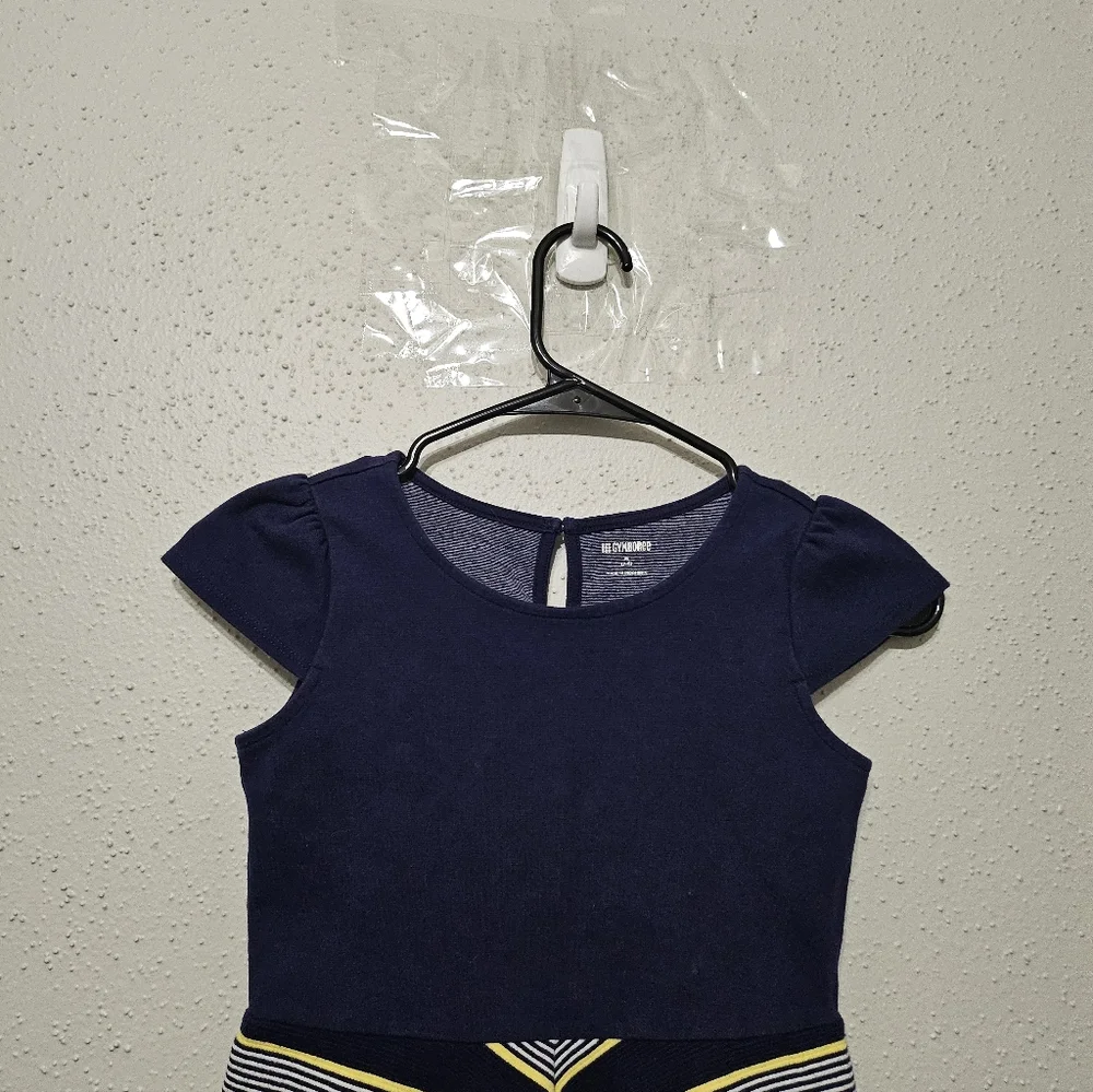Gymboree‎ Girls Dress Size 7–8 Navy Blue Striped Skirt Fit & Flare Short Sleeve